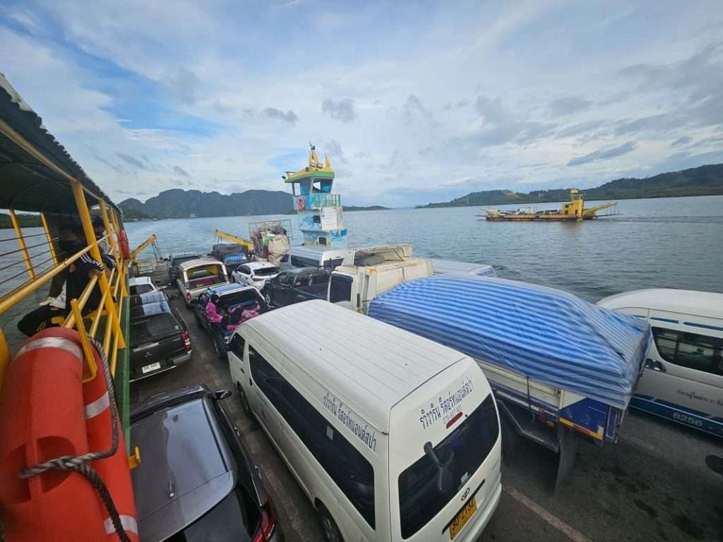 Taking a ferry with the car to Koh Lanta, Thailand