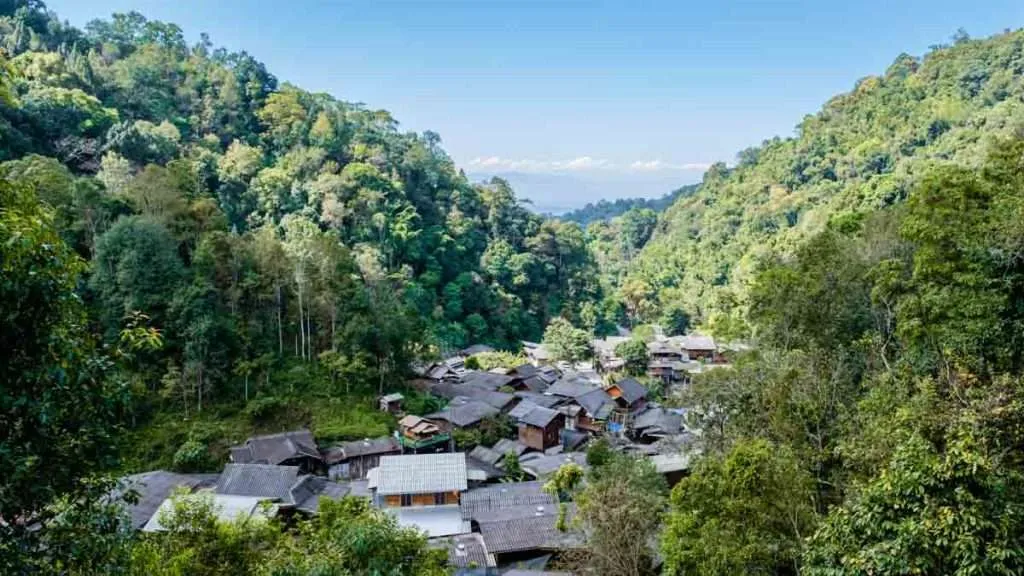 The old Mae Kampong Pang Klang village in the mountains near Chiang Mai Thailand